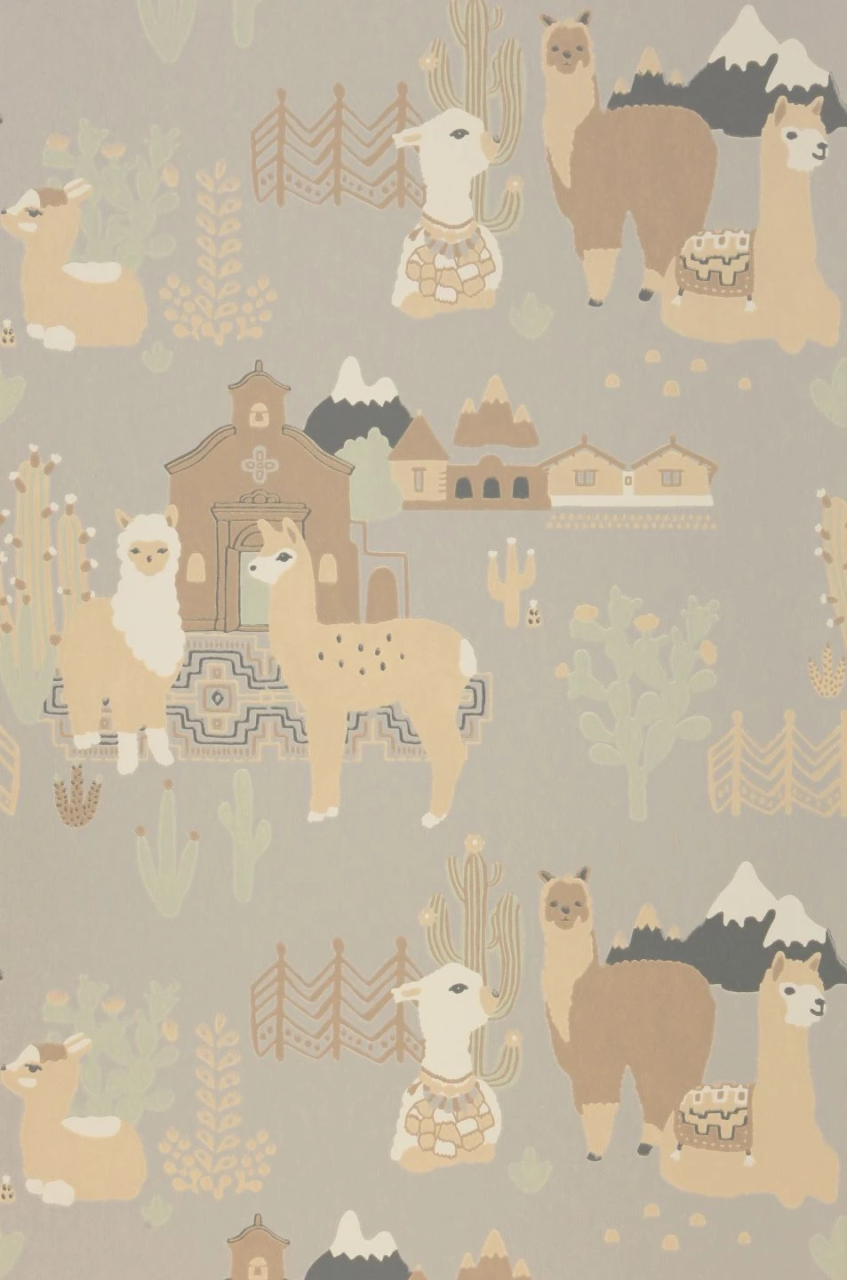 Tapete Lama Village Hellgrau 4 Tapete Lama Village Hellgrau – Bild 2