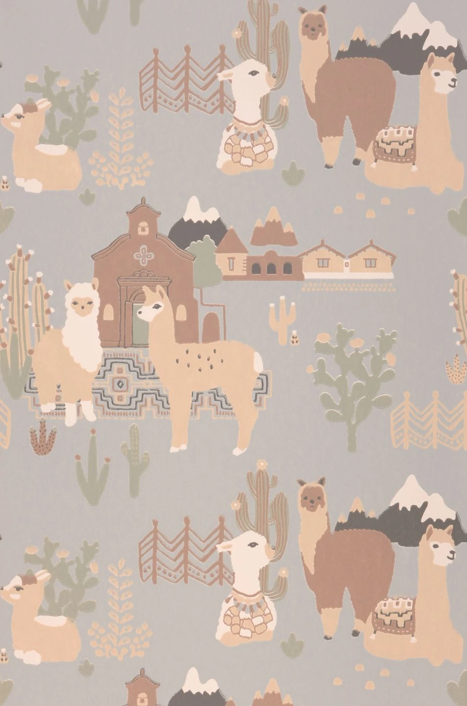 Tapete Lama Village Pastellgraublau 4 Tapete Lama Village Pastellgraublau – Bild 2