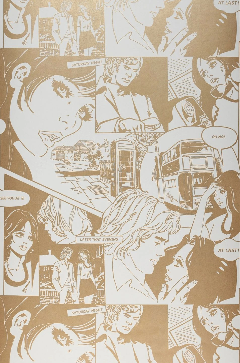 Tapete Comic Love Perlgold 4 Tapete Comic Love Perlgold – Bild 2