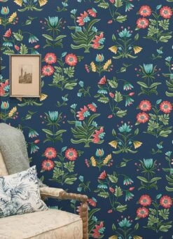 Selbstklebende Tapete Heirloom Floral Dunkelblau