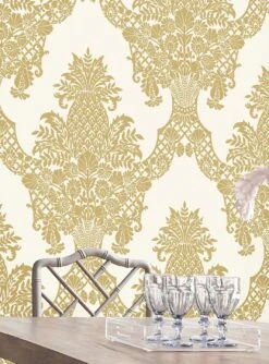 Tapete Pineapple Damask Perlgold -Wallpaper-Featured-Store Pineapple Damask A 790412 2880x1440