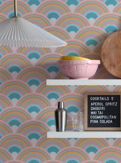 Tapete Retro Rainbow Rosatöne