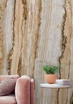 Wandbild Vertical Marble Ocker