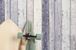 Tapete Old Planks Graublau